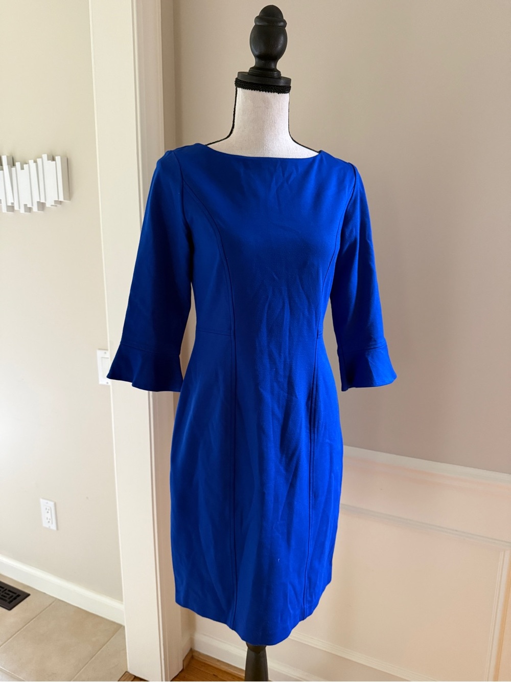 Talbots Cobalt Blue Long Sleeve Ponte Knit Sheath Dress Women's 2P